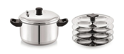 Sonu Stainless Steel Idly Cooker with Micro Holes, Triply Base, Induction Compatible