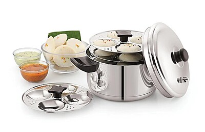 Sonu Stainless Steel Idly Cooker with Micro Holes, Triply Base, Induction Compatible