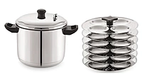 Sonu Stainless Steel Idly Cooker with Micro Holes, Triply Base, Induction Compatible