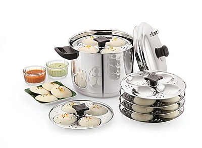Sonu Stainless Steel Idly Cooker with Micro Holes, Triply Base, Induction Compatible