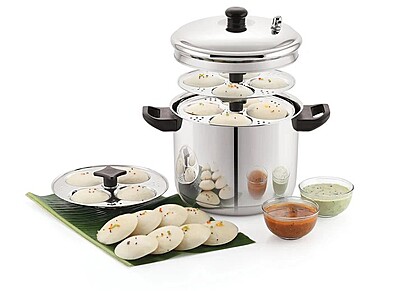 Sonu Stainless Steel Idly Cooker with Micro Holes, Triply Base, Induction Compatible