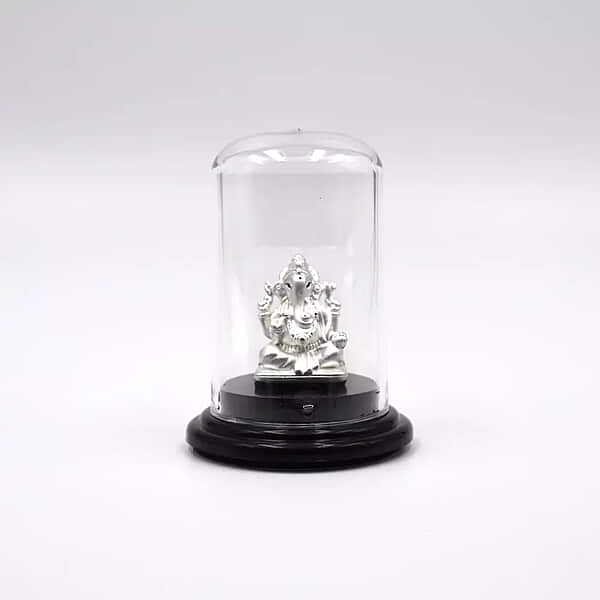 999 Pure Silver Lord Ganesha Statue: Statue for Pooja, Gift, and Car Dashboard (IDOL0001)
