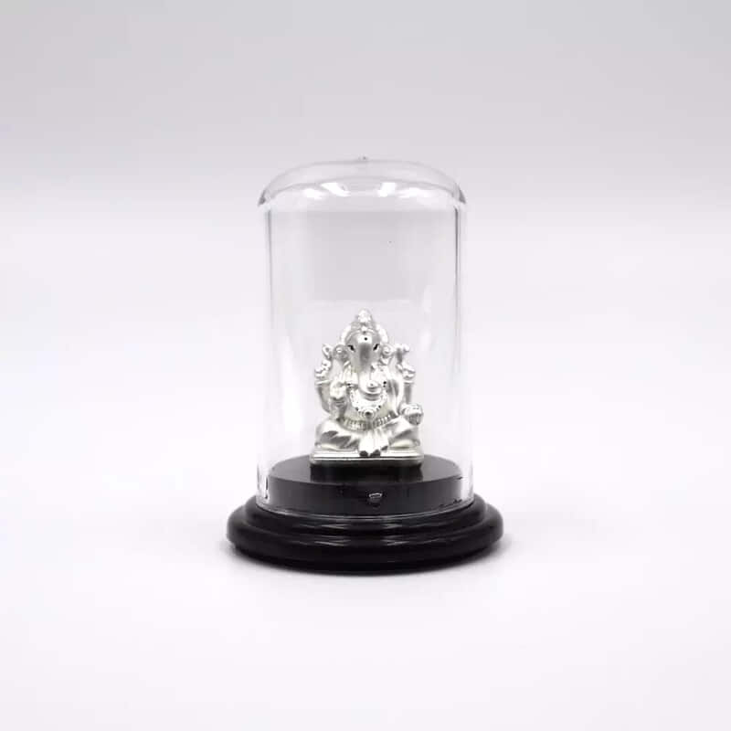 999 Pure Silver Lord Ganesha Statue: Statue for Pooja, Gift, and Car Dashboard (IDOL0001)