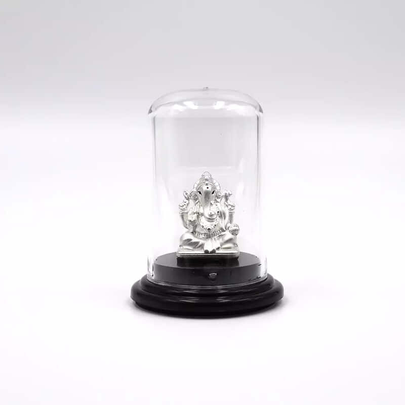 999 Pure Silver Lord Ganesha Statue: Statue for Pooja, Gift, and Car Dashboard (IDOL0001)