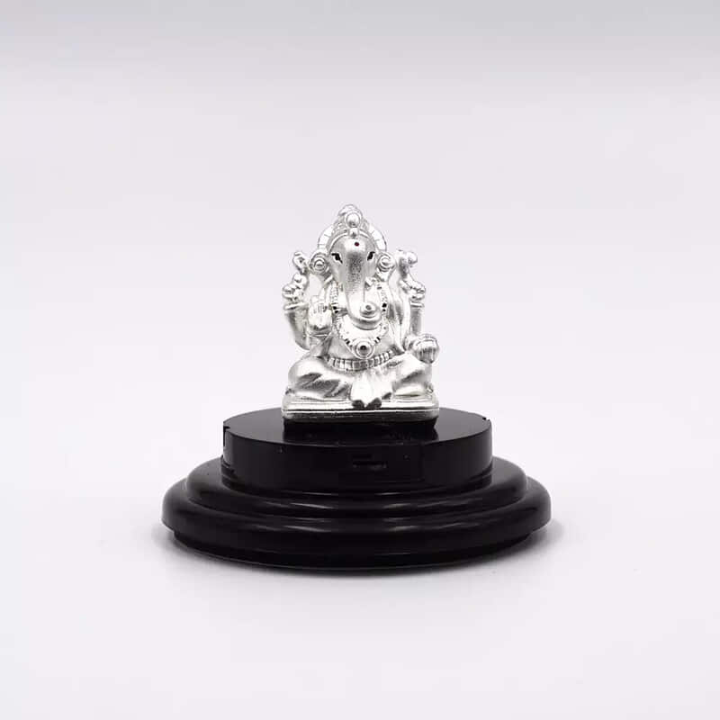 999 Pure Silver Lord Ganesha Statue: Statue for Pooja, Gift, and Car Dashboard (IDOL0001)