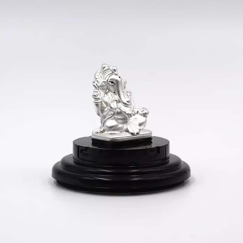 999 Pure Silver Lord Ganesha Statue: Statue for Pooja, Gift, and Car Dashboard (IDOL0001)
