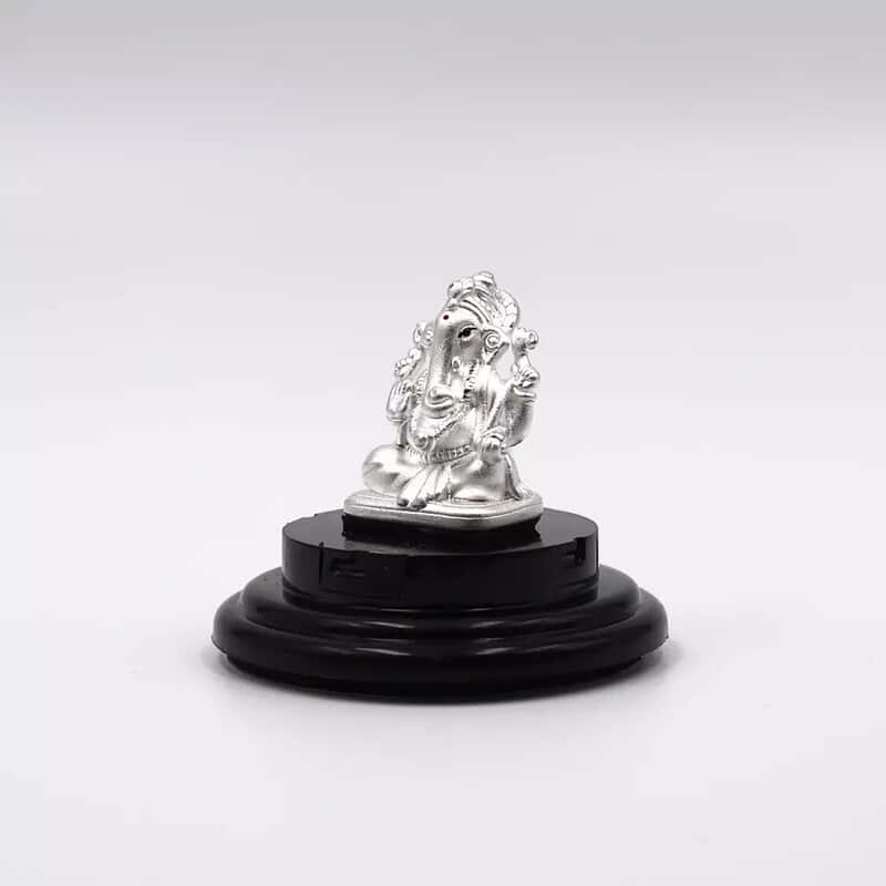 999 Pure Silver Lord Ganesha Statue: Statue for Pooja, Gift, and Car Dashboard (IDOL0001)