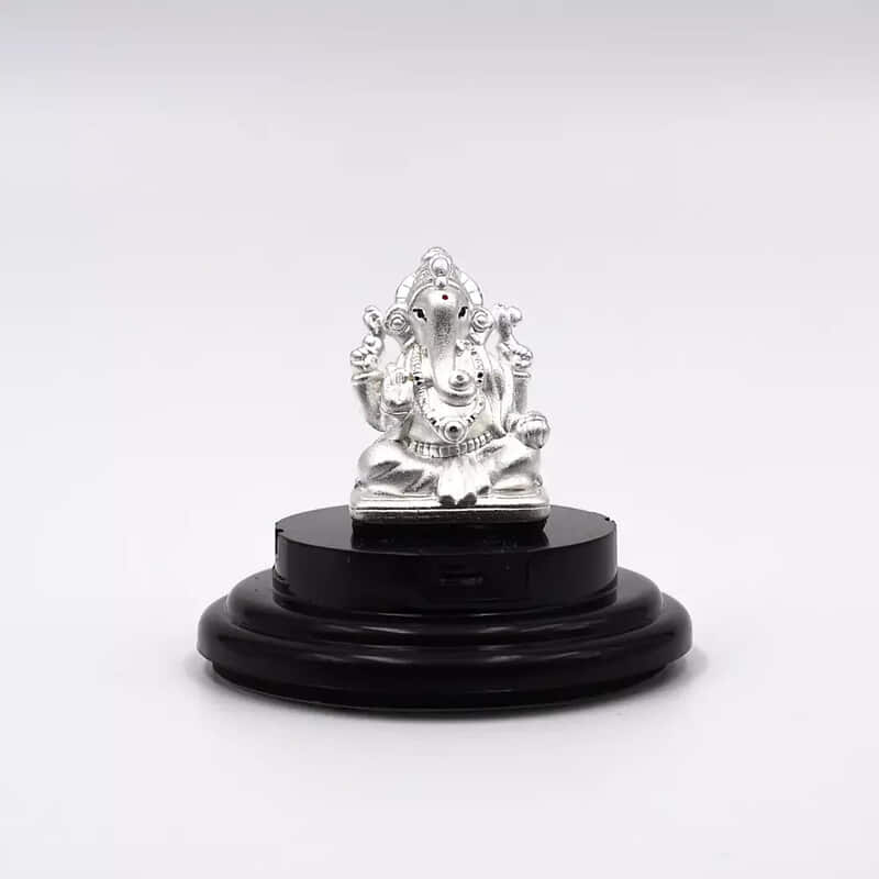 999 Pure Silver Lord Ganesha Statue: Statue for Pooja, Gift, and Car Dashboard (IDOL0001)