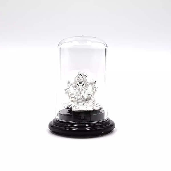 999 Pure Silver Lord Ganesha Statue: Statue for Pooja, Gift, and Car Dashboard (IDOL0003)
