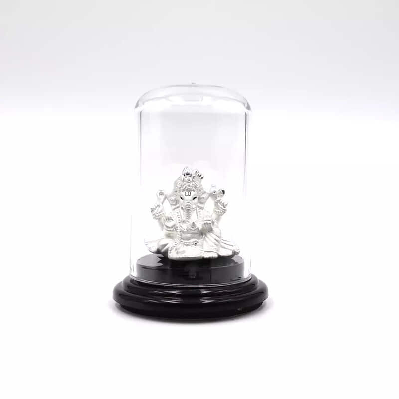 999 Pure Silver Lord Ganesha Statue: Statue for Pooja, Gift, and Car Dashboard (IDOL0003)