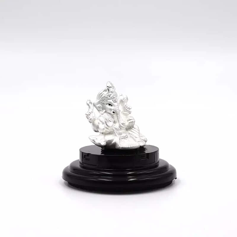 999 Pure Silver Lord Ganesha Statue: Statue for Pooja, Gift, and Car Dashboard (IDOL0003)