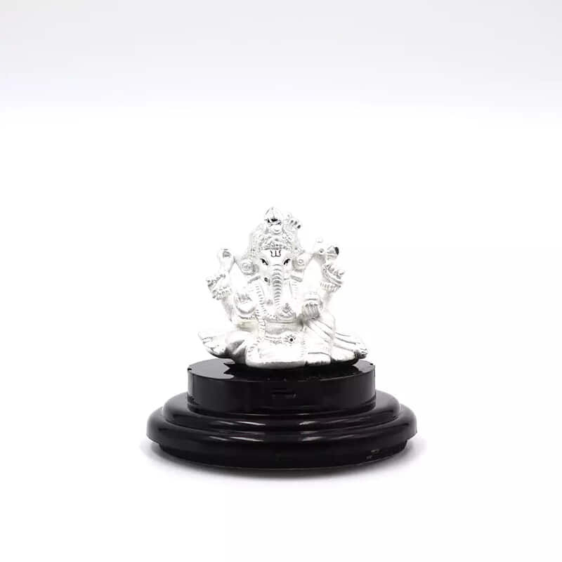 999 Pure Silver Lord Ganesha Statue: Statue for Pooja, Gift, and Car Dashboard (IDOL0003)