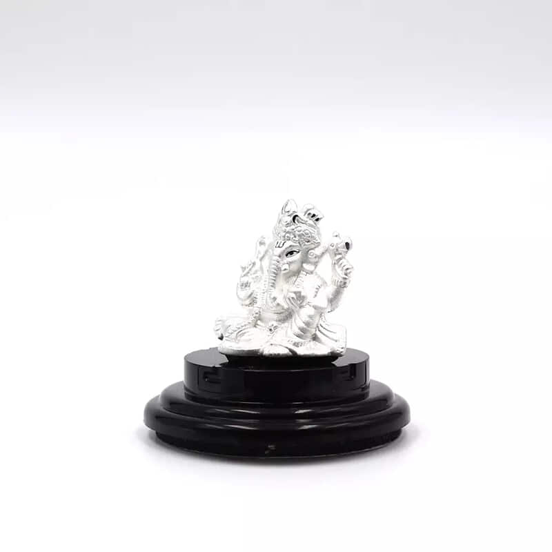 999 Pure Silver Lord Ganesha Statue: Statue for Pooja, Gift, and Car Dashboard (IDOL0003)