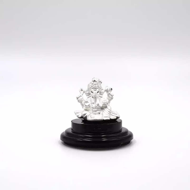 999 Pure Silver Lord Ganesha Statue: Statue for Pooja, Gift, and Car Dashboard (IDOL0003)