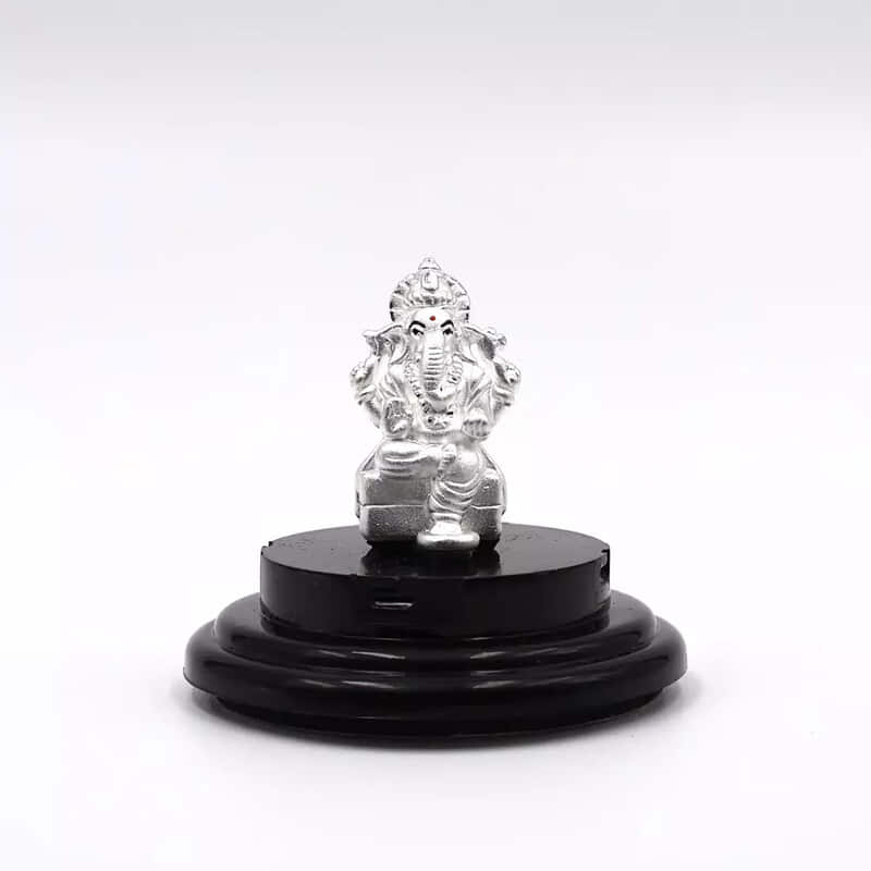999 Pure Silver Lord Ganesha Statue: Statue for Pooja, Gift, and Car Dashboard (IDOL0006)