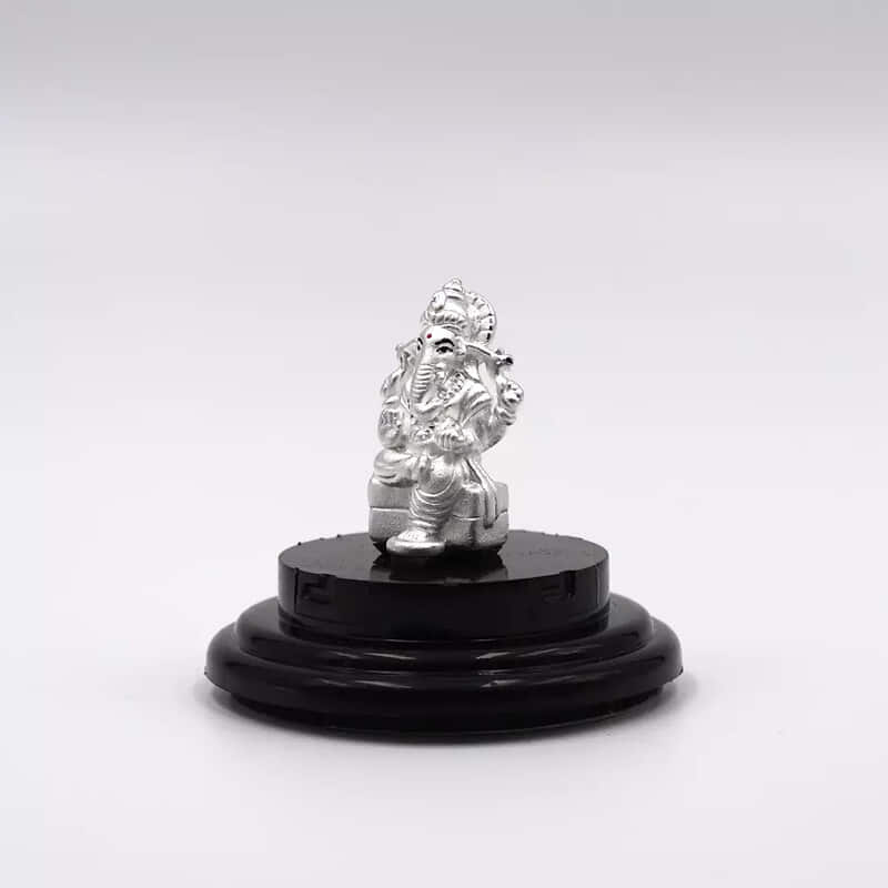 999 Pure Silver Lord Ganesha Statue: Statue for Pooja, Gift, and Car Dashboard (IDOL0006)