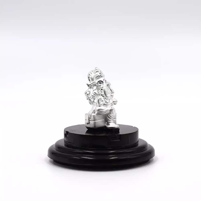 999 Pure Silver Lord Ganesha Statue: Statue for Pooja, Gift, and Car Dashboard (IDOL0006)