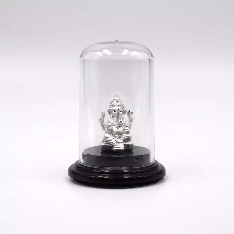 999 Pure Silver Lord Ganesha Statue: Statue for Pooja, Gift, and Car Dashboard (IDOL0006)