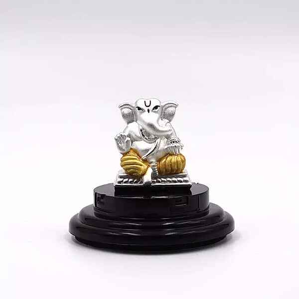 999 Pure Silver Lord Ganesha Statue: Statue for Pooja, Gift, and Car Dashboard (IDOL0007)