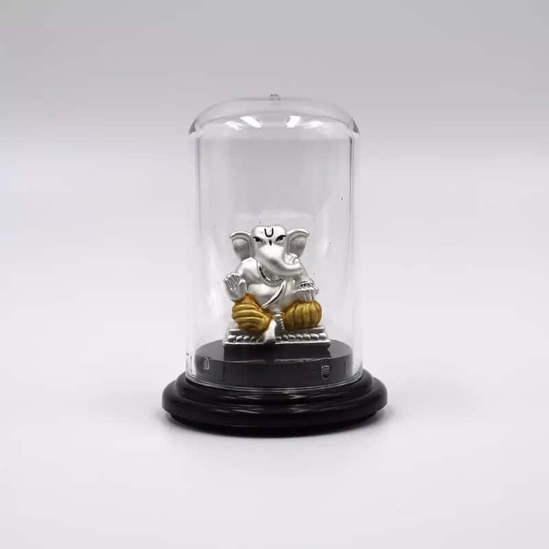 999 Pure Silver Lord Ganesha Statue: Statue for Pooja, Gift, and Car Dashboard (IDOL0007)