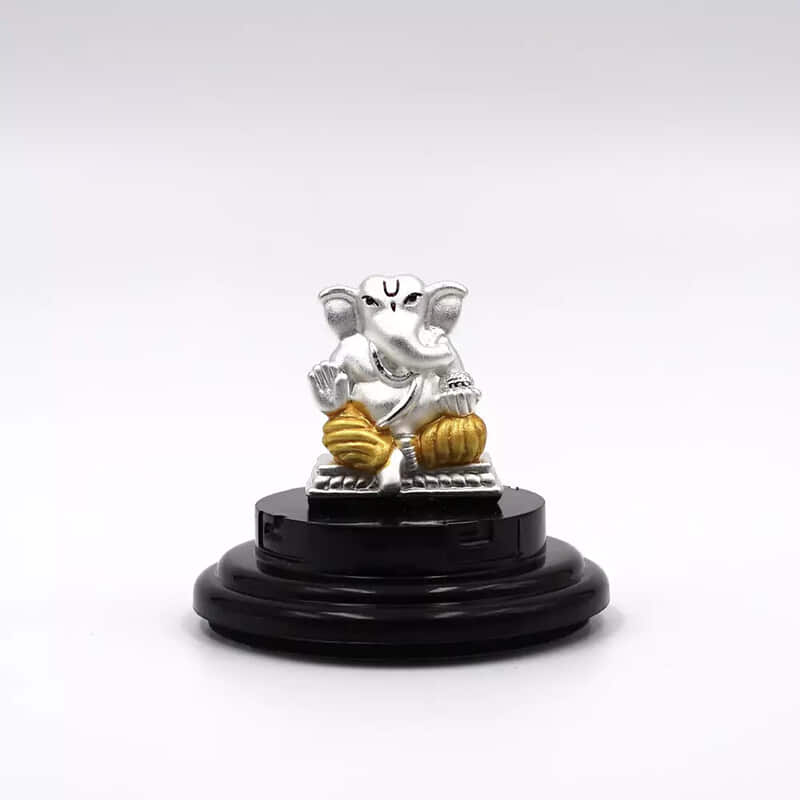 999 Pure Silver Lord Ganesha Statue: Statue for Pooja, Gift, and Car Dashboard (IDOL0007)
