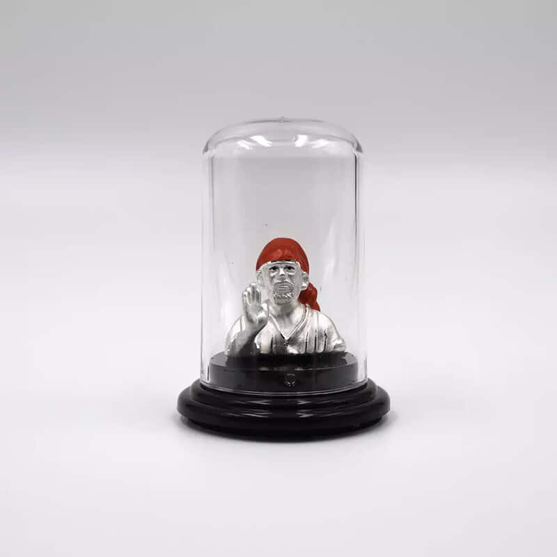 999 Pure Silver Shri Sai Baba Statue for Pooja, Gift, and Car Dashboard (IDOL0008)