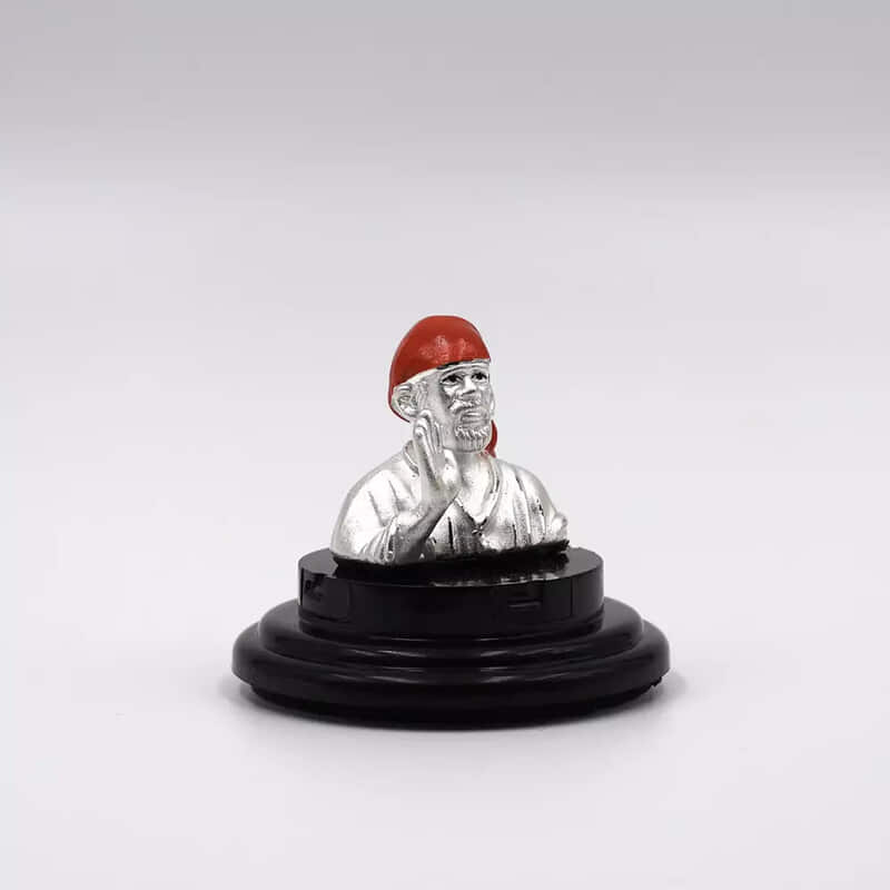 999 Pure Silver Shri Sai Baba Statue for Pooja, Gift, and Car Dashboard (IDOL0008)