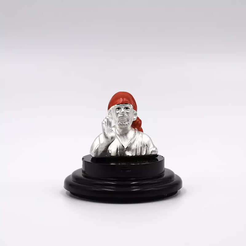 999 Pure Silver Shri Sai Baba Statue for Pooja, Gift, and Car Dashboard (IDOL0008)