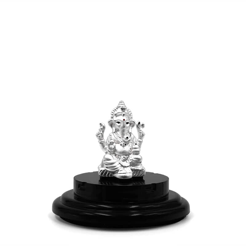 999 Pure Silver Lord Ganesha Statue: Statue for Pooja, Gift, and Car Dashboard (IDOL0028)