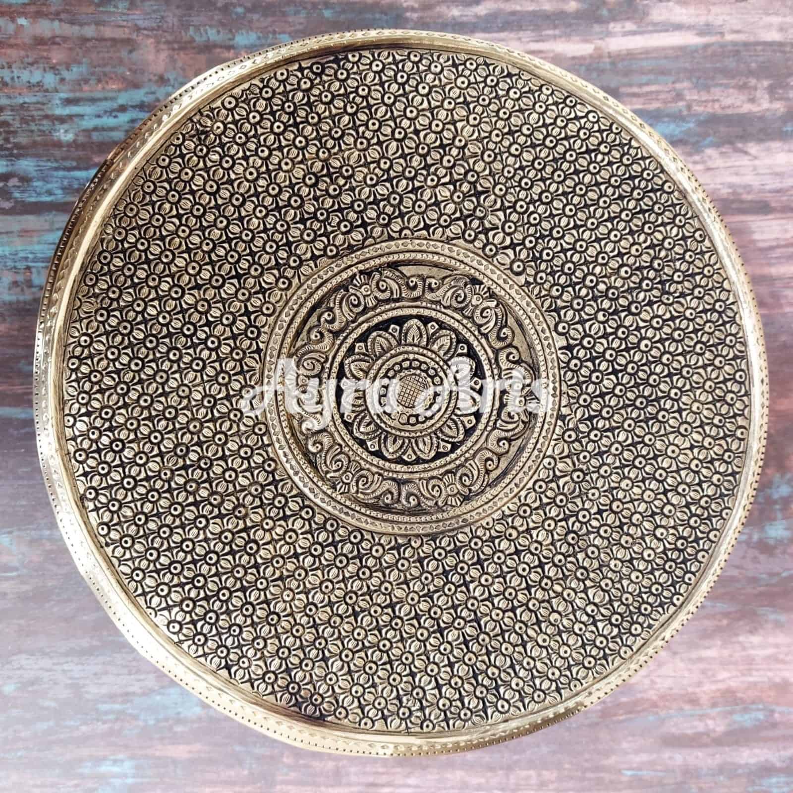 Brass Round Chowki/Stool - 5 inch Height | Elegant Design | Fast Delivery