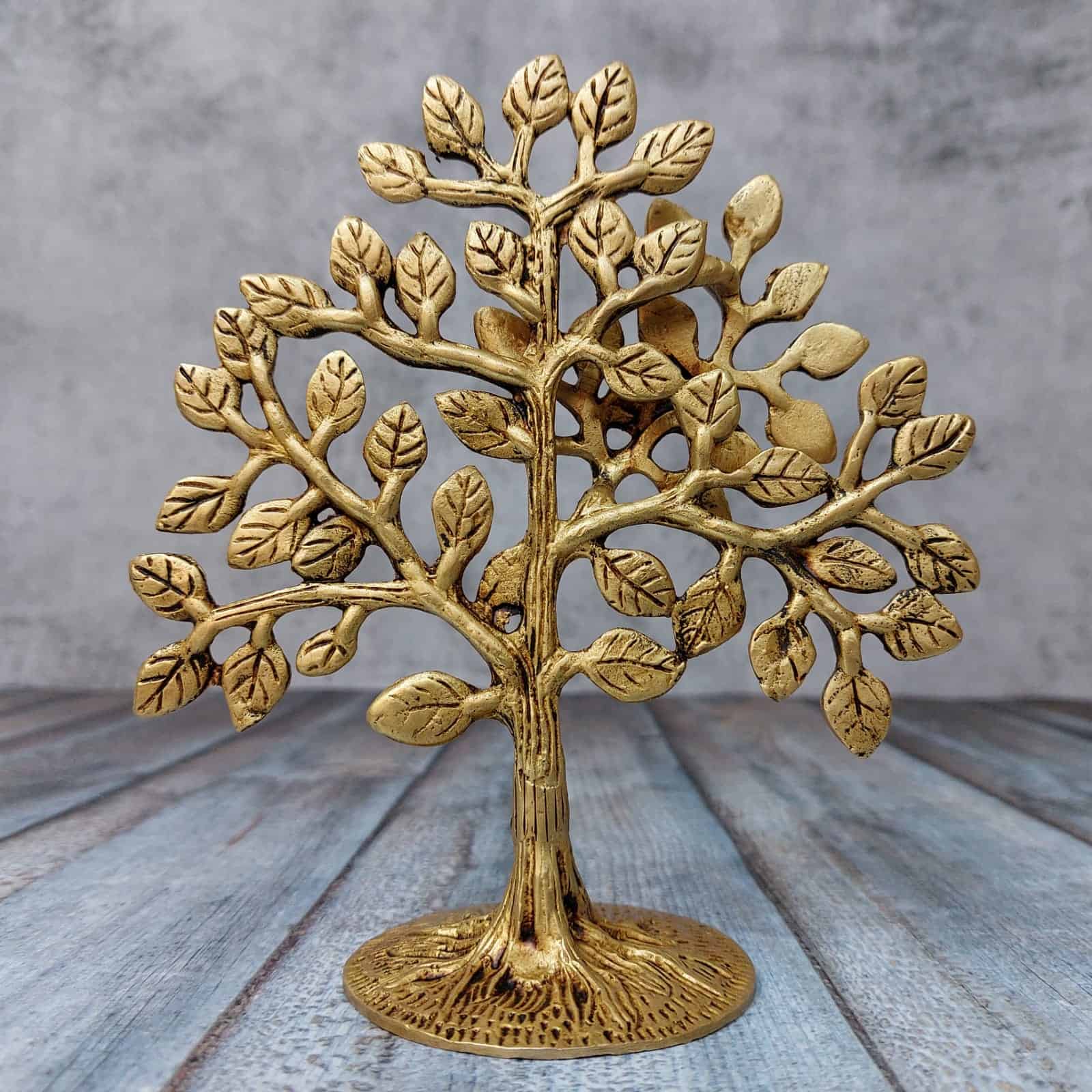 Brass Kalpavriksha Tree Table Decor - 7 inch Height | Exquisite Brass Table Decoration
