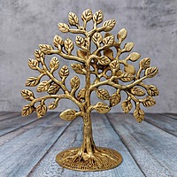 Brass Kalpavriksha Tree Table Decor - 7 inch Height | Exquisite Brass Table Decoration