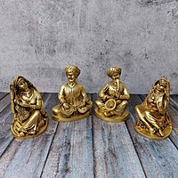 Brass Farmer Musical Set - 6 inch Height | Traditional Brass Musical Set for Collectors