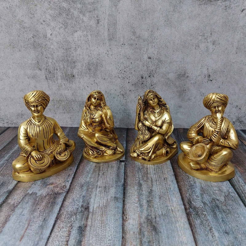 Brass Farmer Musical Set - 6 inch Height | Traditional Brass Musical Set for Collectors