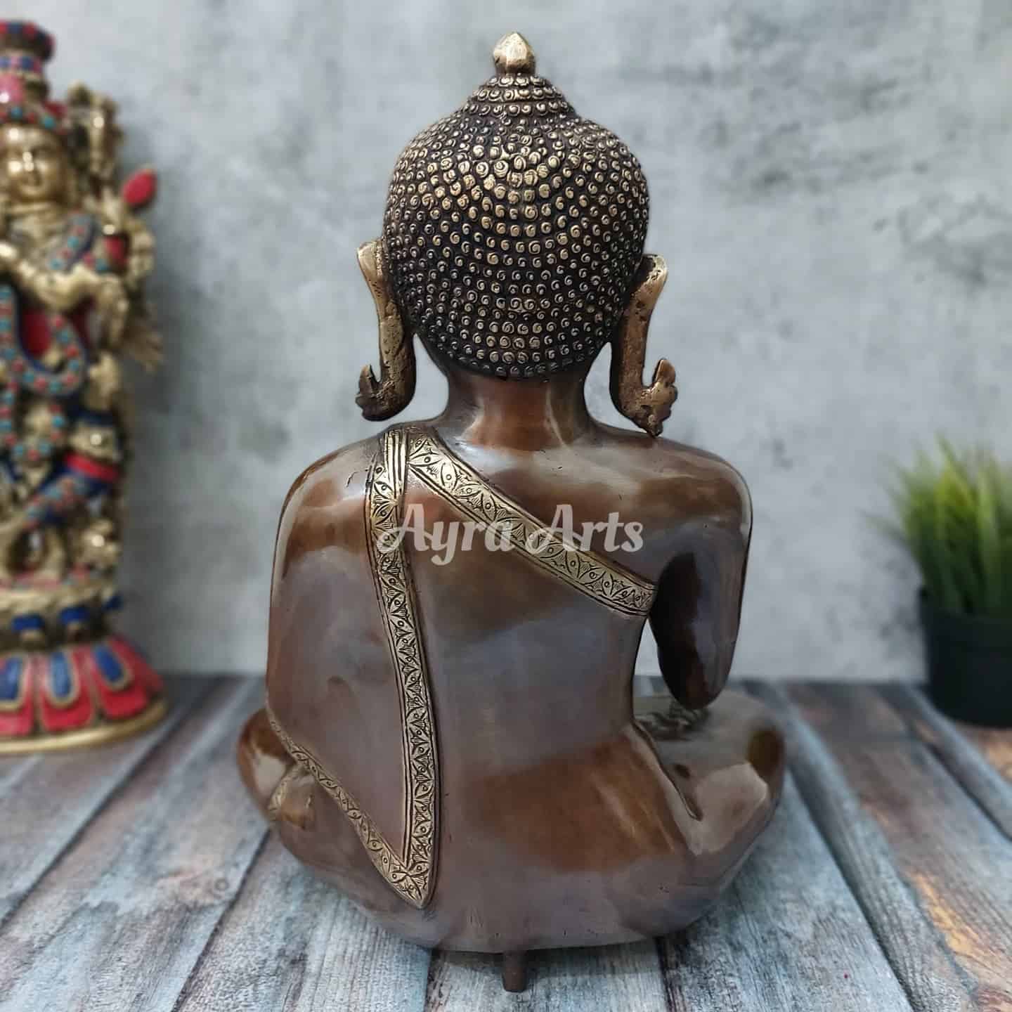 Brass Buddha - 15 inch Height | Serene Spiritual Presence