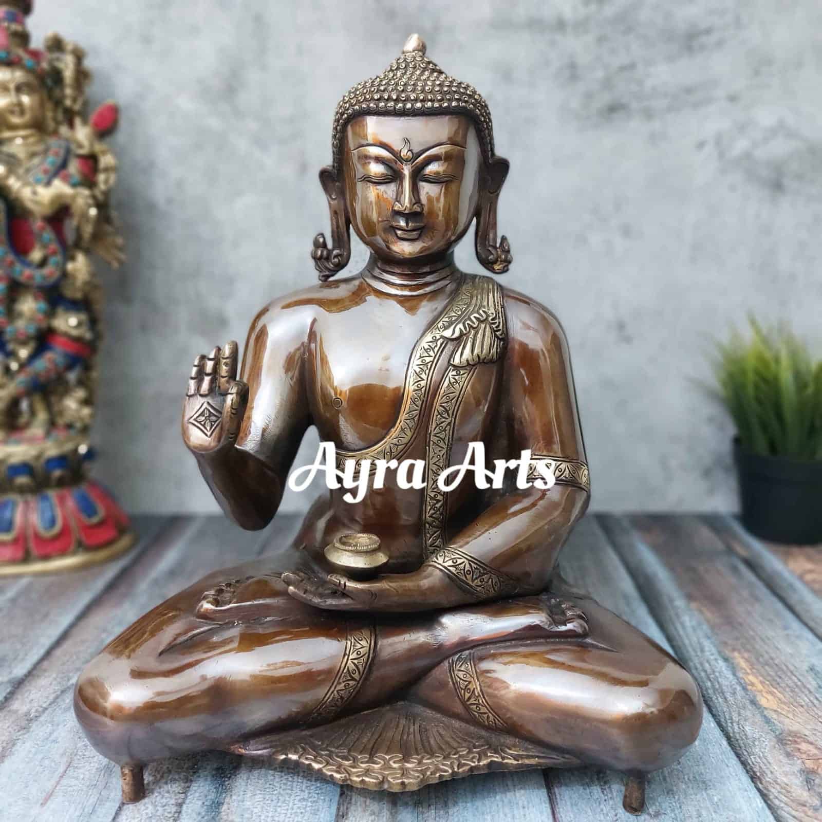 Brass Buddha - 15 inch Height | Serene Spiritual Presence