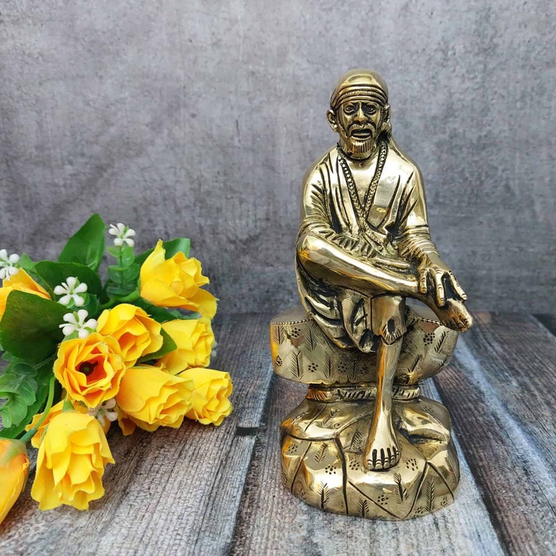 Brass Sai Baba - 7 inch Height | Spiritual Saint and Guide
