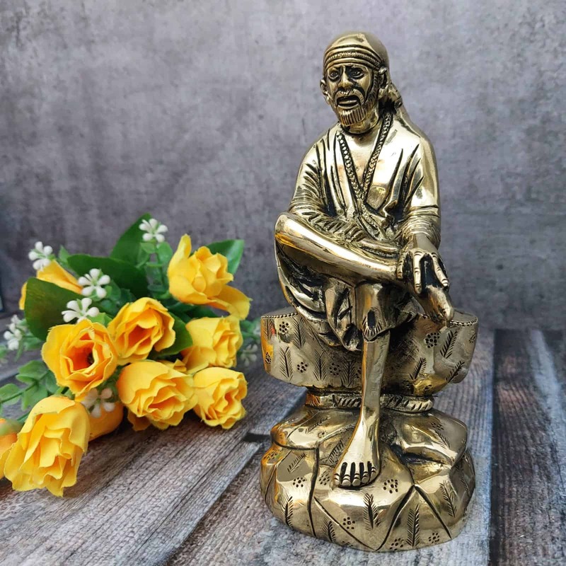 Brass Sai Baba - 7 inch Height | Spiritual Saint and Guide