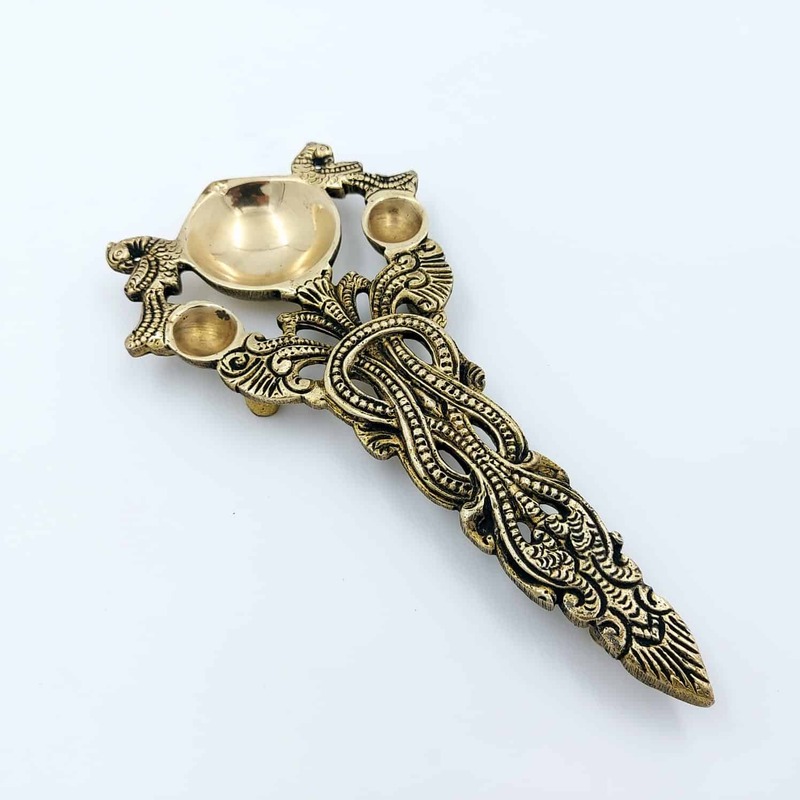Brass Pooja Spoon | Aarti Spoon - 7.5 inch Length | Sacred Brass Spoon for Ritual Offerings