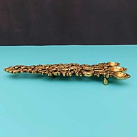 Brass Sheshnag Three Wick Aarti Spoon - 10.2 inch Length | Divine Brass Spoon with Serpent Design