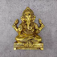 Brass Ganesha Wall Hanging - 6 inch Height | Auspicious Brass Wall Decor with Lord Ganesha