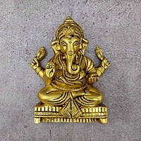 Brass Ganesha Wall Hanging - 6 inch Height | Auspicious Brass Wall Decor with Lord Ganesha