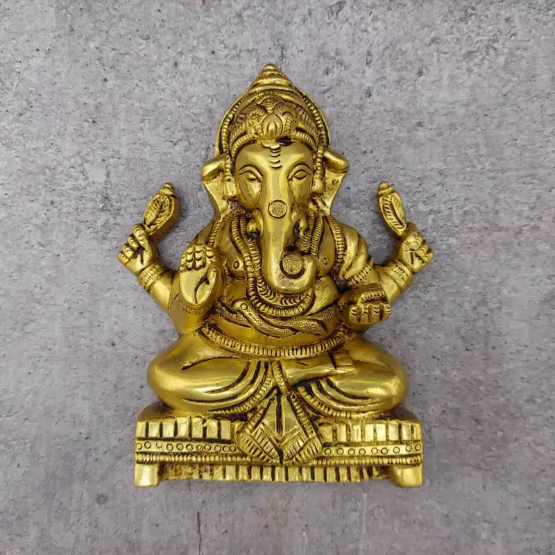 Brass Ganesha Wall Hanging - 6 inch Height | Auspicious Brass Wall Decor with Lord Ganesha