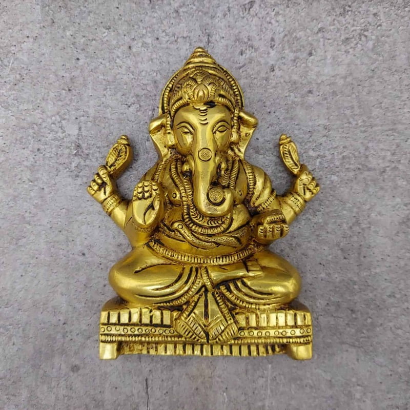 Brass Ganesha Wall Hanging - 6 inch Height | Auspicious Brass Wall Decor with Lord Ganesha