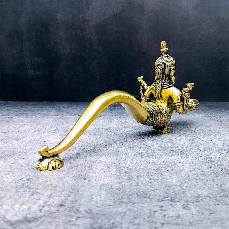 Brass Naga Kanya Diya - 4.3 inch Height | Serpent Goddess Brass Diya for Sacred Illumination