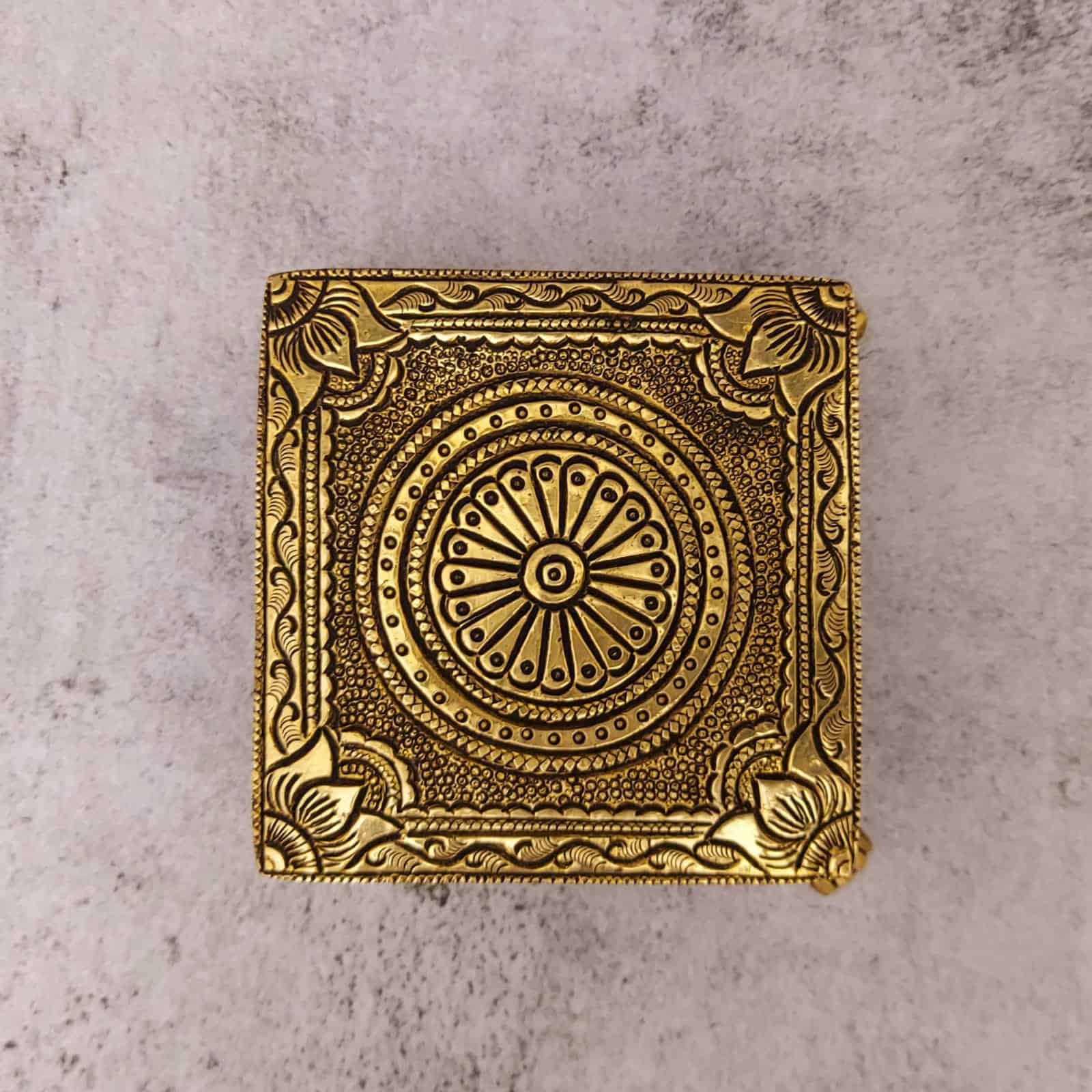 Brass Pooja Chowki - 4.5 inch Length | Traditional Brass Chowki for Religious Rituals