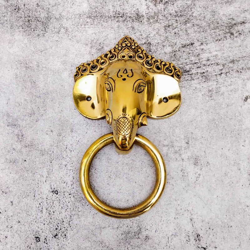 Brass Ganesha Door Knocker - 8.4 inch Height | Decorative Brass Door Knocker