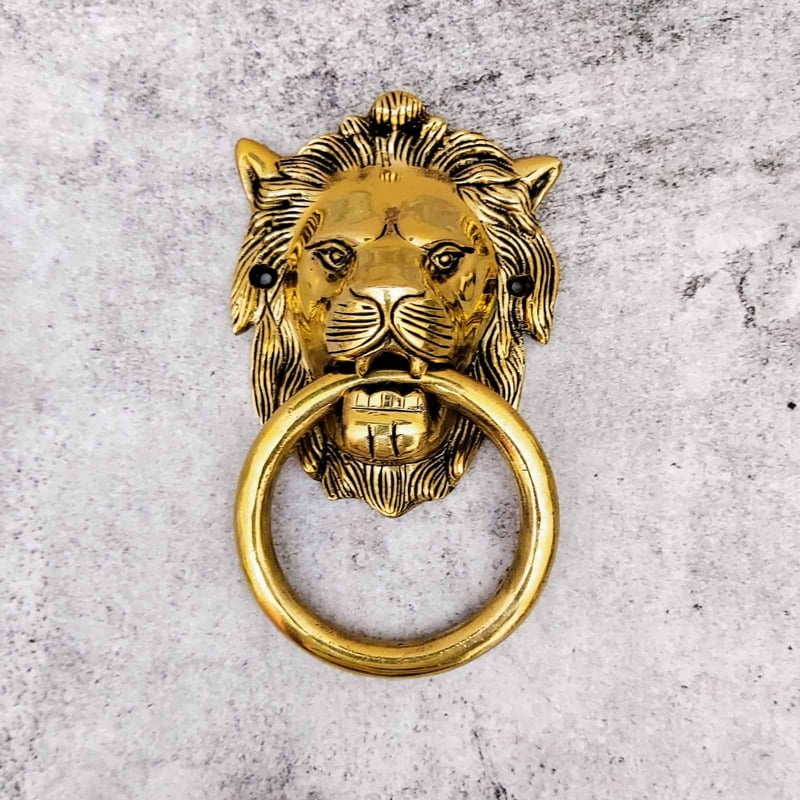 Brass Lion Door Knocker - 7 inch Height | Decorative Brass Knocker for Welcoming Entrances