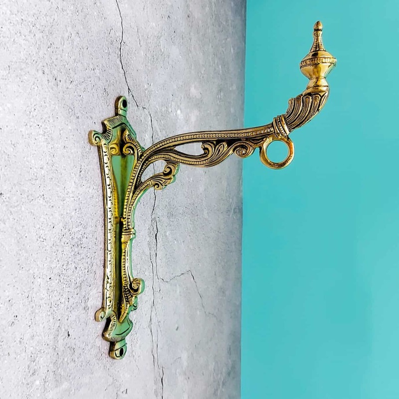 Brass Hanging Wall Mount Bracket - 8 inch Height | Stylish Brass Wall Mount Bracket for Hanging Decor