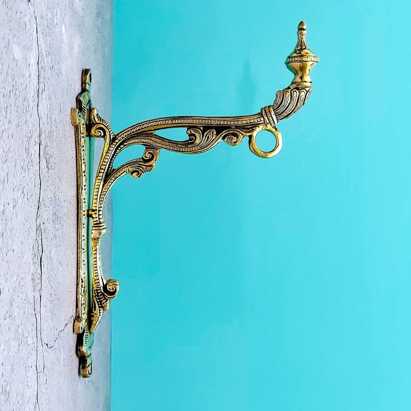 Brass Hanging Wall Mount Bracket - 8 inch Height | Stylish Brass Wall Mount Bracket for Hanging Decor